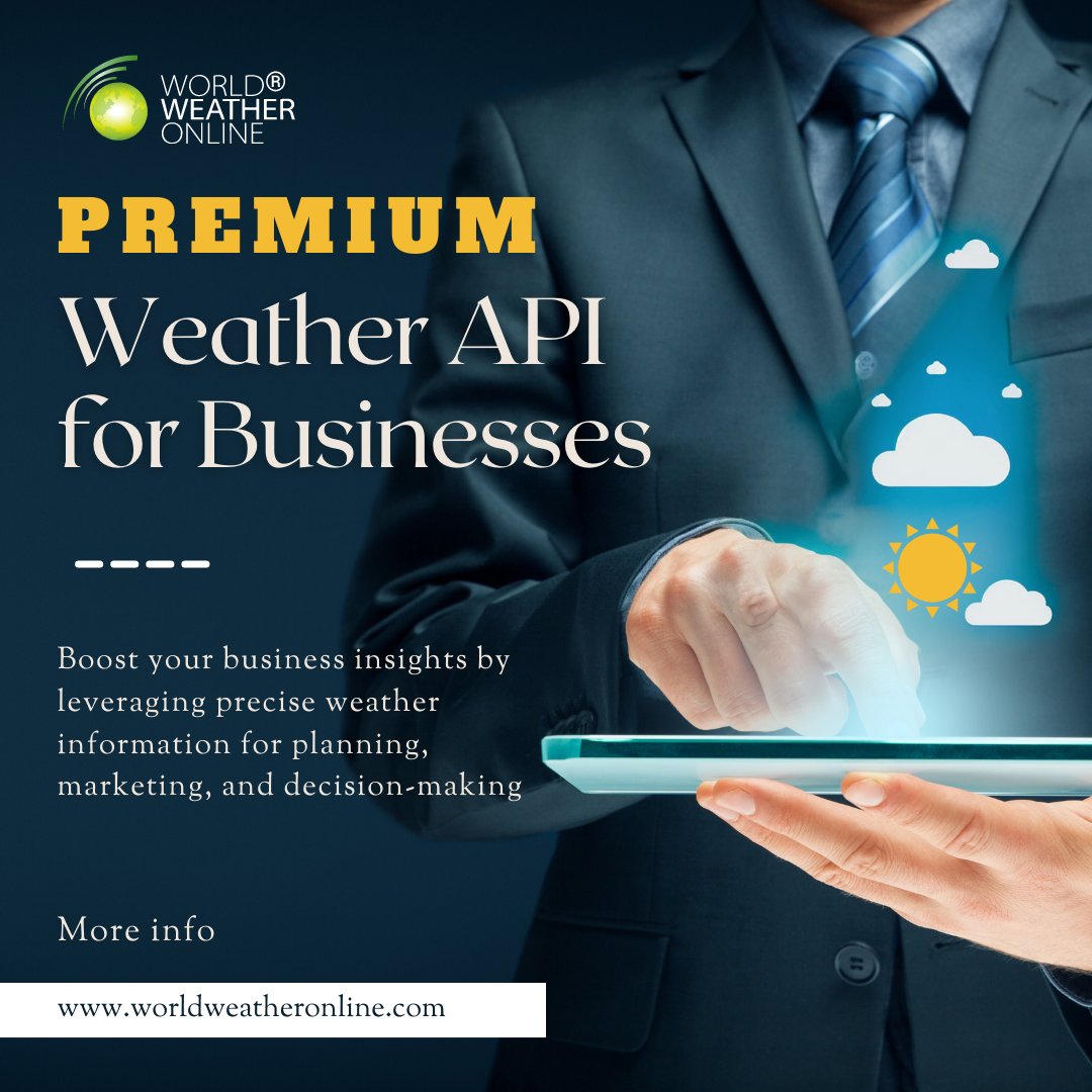 worldweatheronl's tweet image. 🌤️☀️ Unlock the power of our Premium Weather API! Seamlessly integrate accurate weather data into your projects. Real-time updates, forecasts, and historical data at your fingertips. Boost business insights, supercharge mobile apps, and stay ahead of the storm.
#WeatherAPI