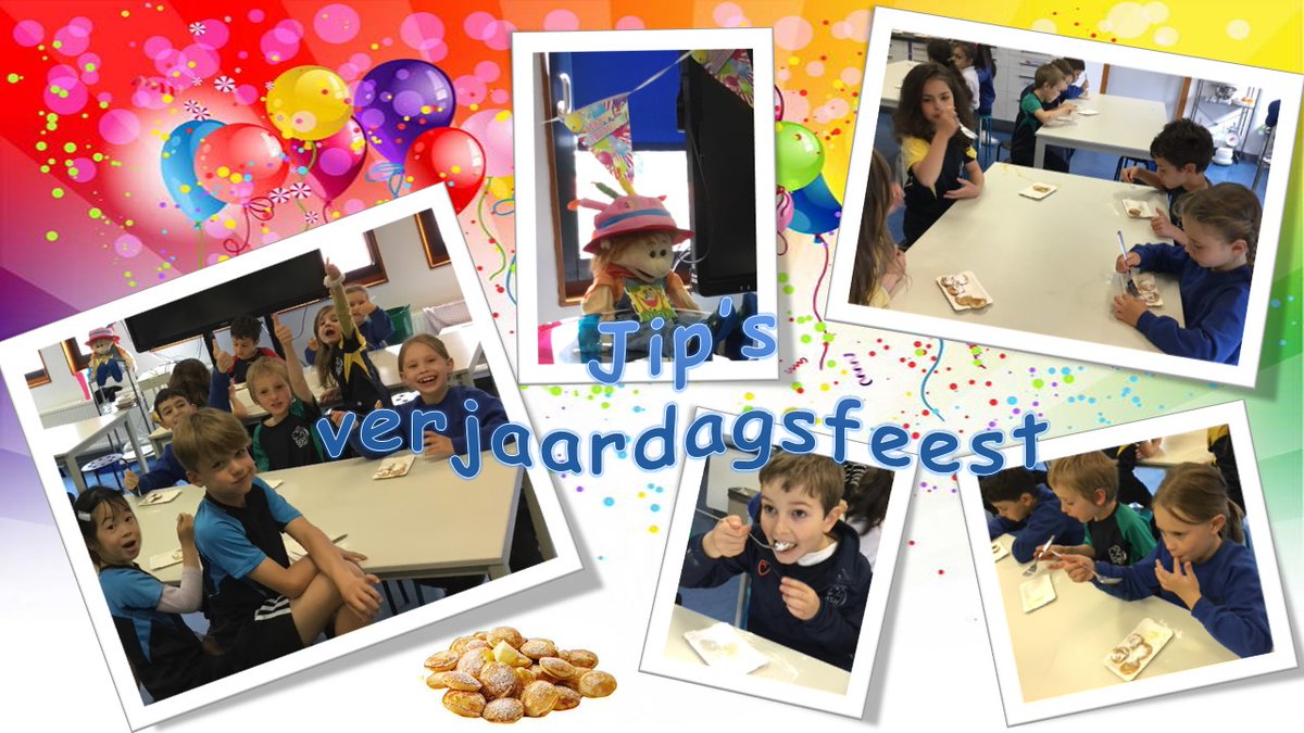 BSNJSV's tweet photo. @bsnjsv #JSVY #BSNLanguages #BSNDutch #langchat
In Dutch, Juf Klazien's Y2 pupils celebrated Jip's (puppet) birthday today.
It was a real party to finish off our birthday topic.
Especially the delicious 'poffertjes' were a big surprise for the children.
We had great fun! https://t.co/isELeDFRIL