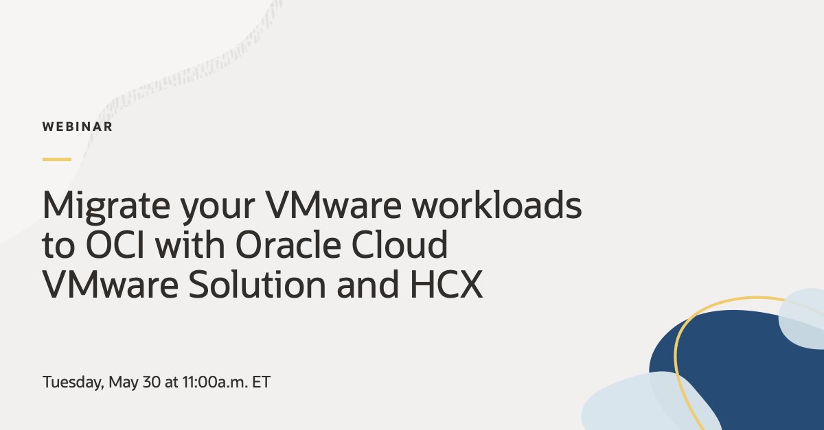 ShayneLibby's tweet image. OracleCloud: Our #VMWare solution overcomes the challenges of application re-architecture and incompatibility by building an abstraction layer on top of our #OCI using VMware #HCX. Tune in live to learn more: social.ora.cl/6016OXEfA