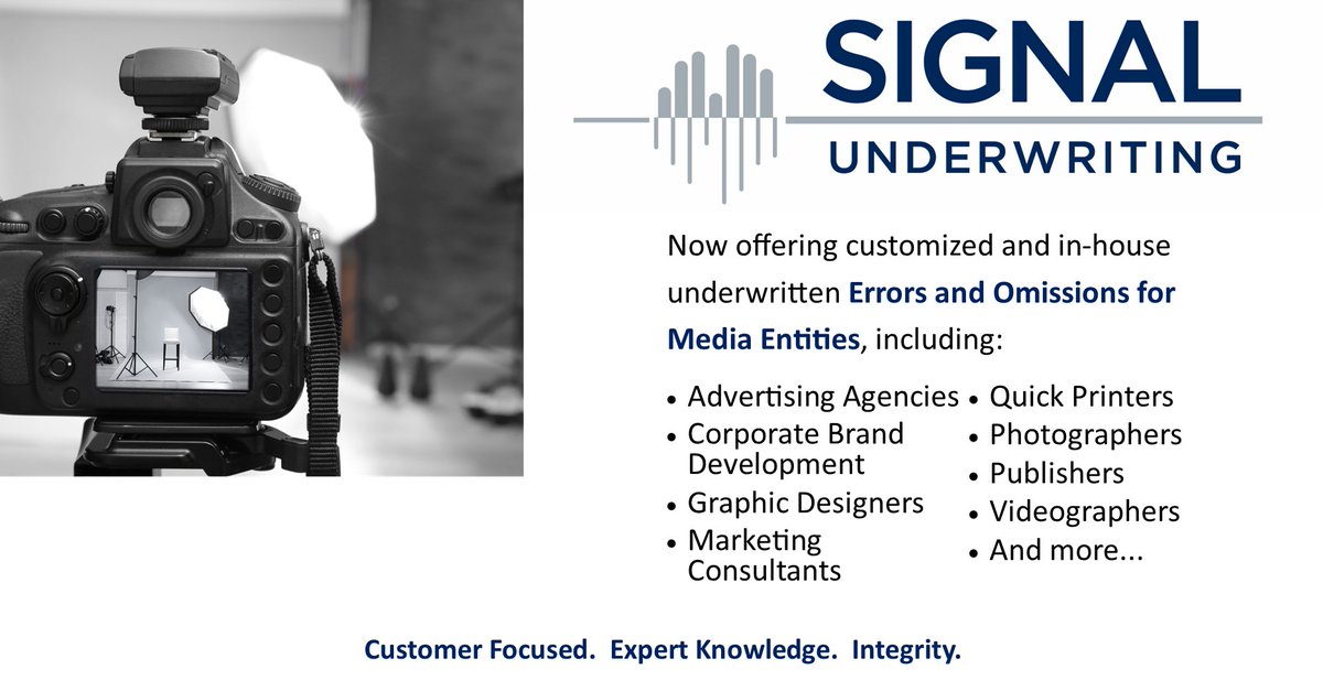 SignalUWing's tweet image. SIGNAL is pleased to announce our new Errors and Omissions product for Media Entities.   Check out the link for more product details.
signalunderwriting.com/mediaeando
