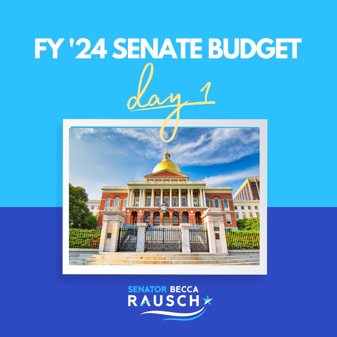 BeccaRauschMA's tweet photo. Today is Day 1 of the FY '24 Senate Budget debates! 

📺 Watch live: https://t.co/Nk3bNELB4n 

📄 Bill text: https://t.co/Sq4WqLyu36 

📑 Amendments: https://t.co/5CzKCuF5E4 

#mapoli #senbudget https://t.co/U7vPEA09yX