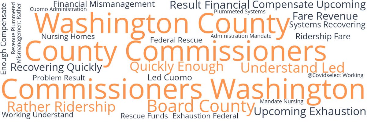 Torch runs algorithmic scans focused on the COVID-19 pandemic across our database of over 50,000 elected officials' social media feeds every day. This word cloud contains the most commonly used phrases from the last 24 hours: #COVID19 #NYCDocsStrike