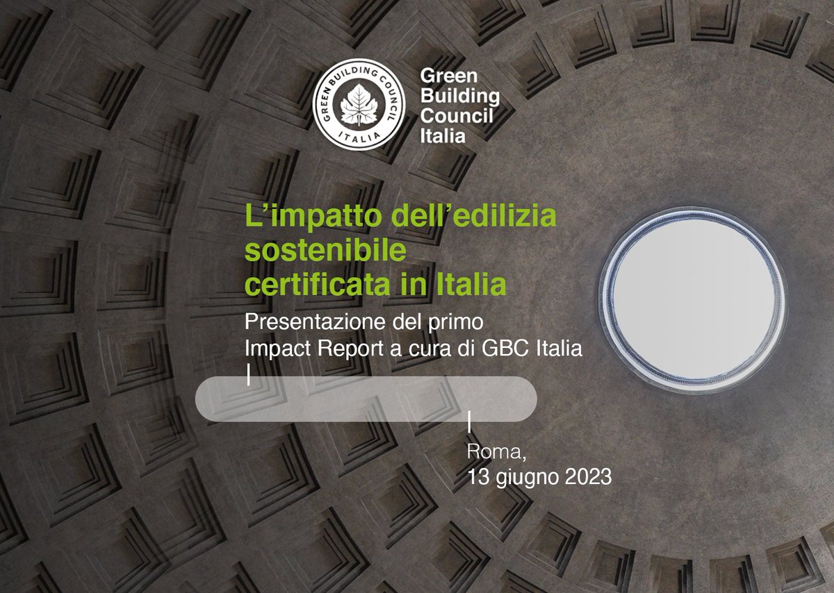 <a href="/GBCItalia/">Green Building Council Italia</a> presenta il primo Impact Report dell’#edilizia #sostenibile certificata in #Italia

📅 13 giugno
🕦 11.30 – 13
📍Sala del Refettorio-Camera dei Deputati | Roma (ingresso su invito)
🌐 Webinar

Non mancare, registrati qui al #Webinar 🖌 bit.ly/3LTB9uU