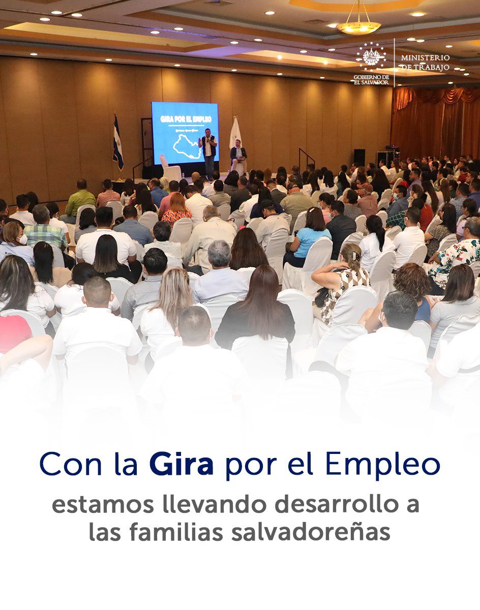MariaMarro_SV's tweet photo. RT @CNMAElSalvador: Gracias al éxito obtenido de #GiraPorElEmpleo, el Ministro de Trabajo @RolandoCastroSv junto a su equipo de @TrabajoSV llega nuevamente a la zona oriental con el fin de colocar a cientos de salvadoreños, promoviendo la justicia social… https://t.co/NSJaZJQnoe