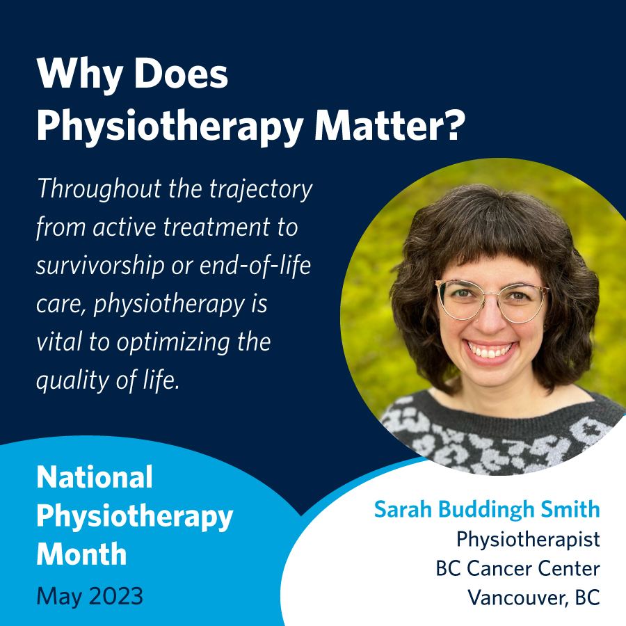 Meet Sarah Buddingh Smith from BC Cancer Vancouver Center located in Vancouver, British Columbia. Learn more about their work as a physiotherapist – bit.ly/3KTzpBd

#NationalPhysiotherapyMonth #ubcpt #physicaltherapy #bc