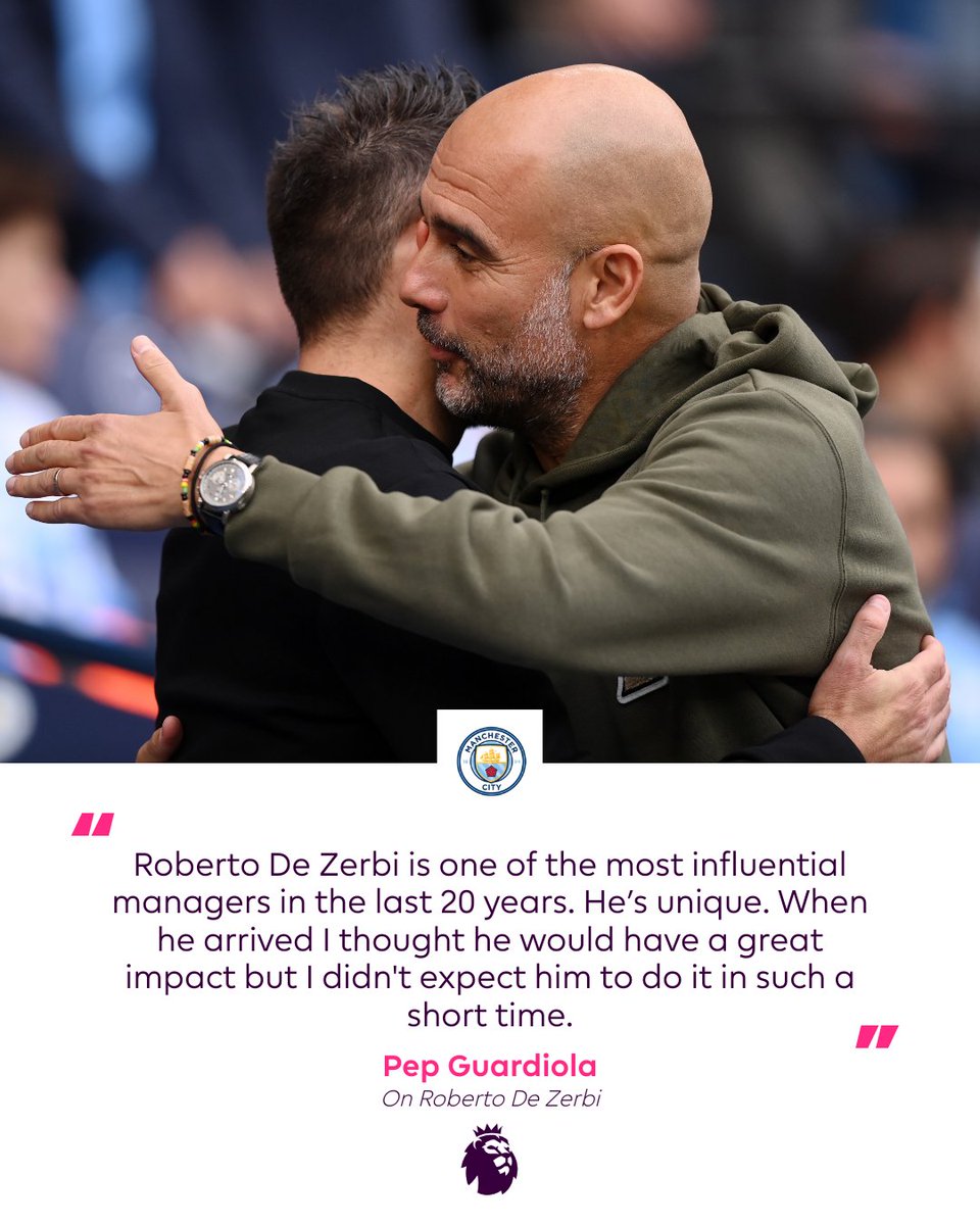 Pep Guardiola is full of praise and admiration for Roberto De Zerbi 🤝