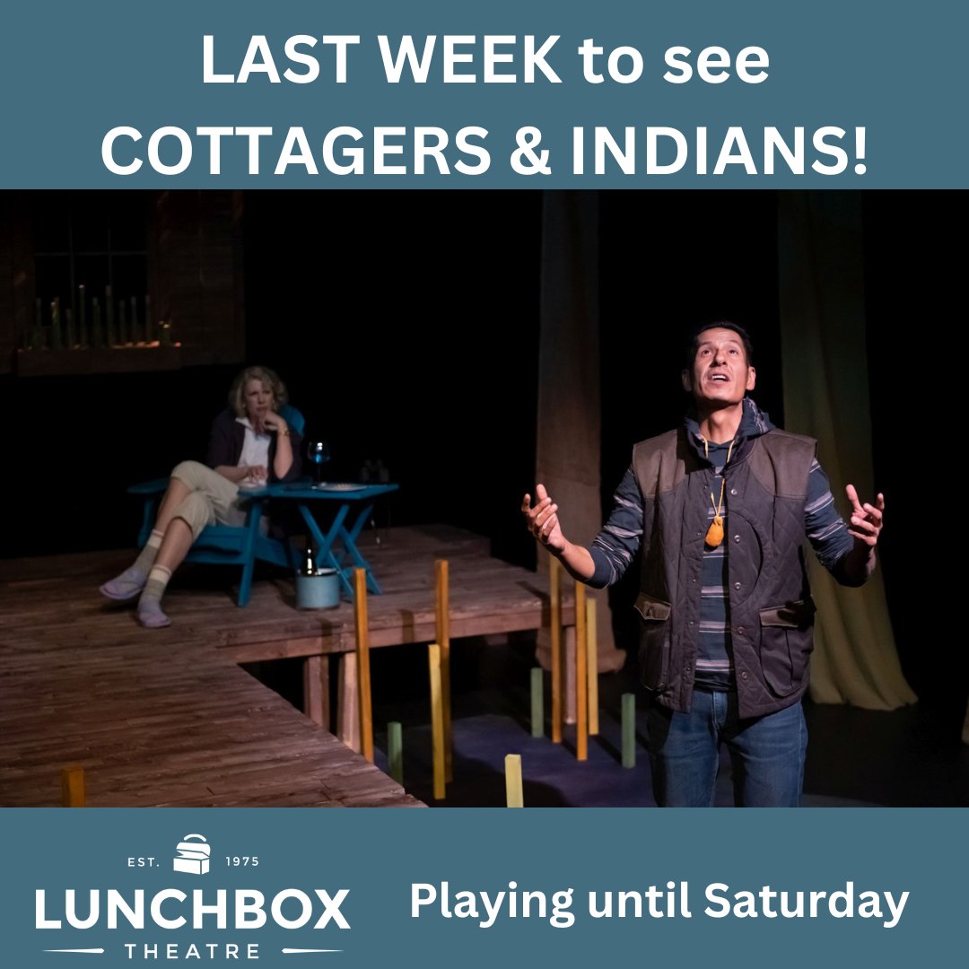 lunchboxtheatre's tweet photo. This is the LAST WEEK to see @TheDHTaylor's Cottagers and Indians 🛶 

Grab a friend and see this funny and witty comedy! 

🎟️ https://t.co/5TU6ewaF9s

Photo: Ben Laird 

#yyc #yycevents #yycarts #lunchboxyyc #calgarytheatre #yyctheatre #livetheatre https://t.co/QNYfrkxouc