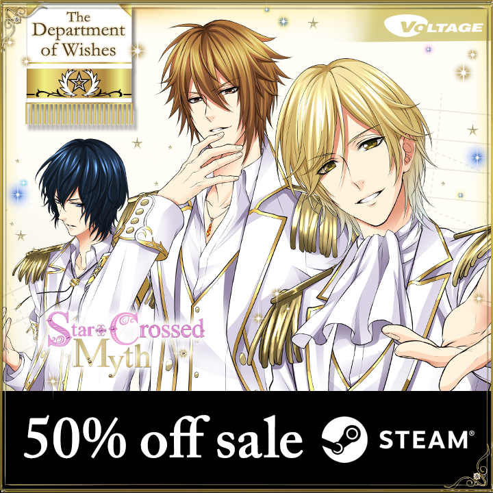 Voltage_Love365's tweet photo. Find yourself a heavenly romance with this 50% off sale of Star-Crossed Myth on Steam!✨

The sale lasts until 5/29 at 10 AM (PDT), so don't miss out!

The Department of Wishes:
https://t.co/UUrnrpuua1

The Department of Punishments:
https://t.co/Ossfs74jlY https://t.co/qrh82UscAI