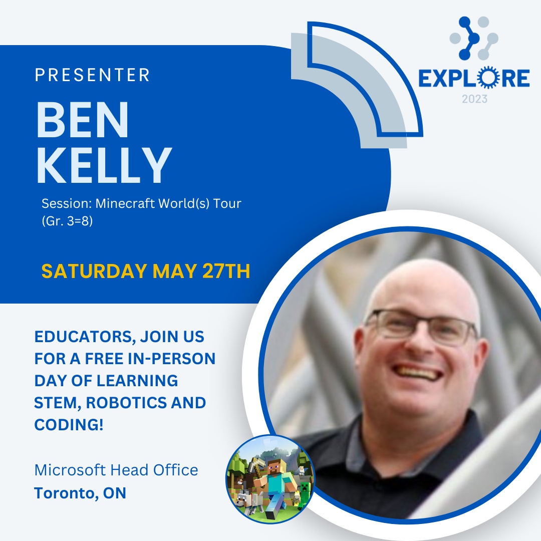 Join @bbtnb at #Explore2023 on May 27 and take a tour of some of the incredible worlds available for learning and exploring in #MinecraftEducation

📍 Microsoft Head Office⁠
81 Bay St. Suite 4400 Toronto, ON M5J 0E7⁠⁠
⁠
Limited spots remain. l8r.it/20UE