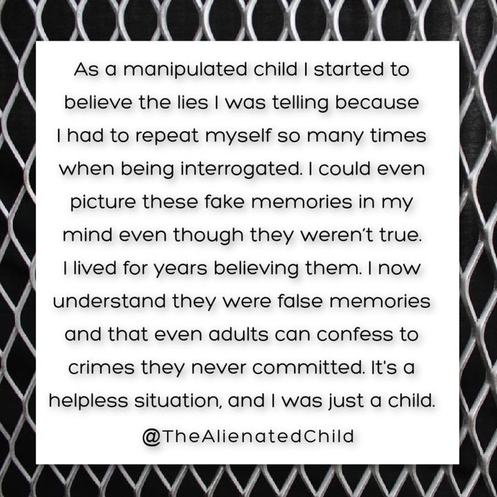 PathwaysFamily's tweet photo. Messages from a Once Alienated Child...

#coercivecontrol #learnedhelplessness #rewardsystems #interrogation #manipulation #bondedtotheabuser #iwasstuck #myalienationjourney #ineedbothparents #thisismyvoice #parentalalienation #nowreunited #thealienatedchild #itsnotmyfault https://t.co/ScZnzelTAn