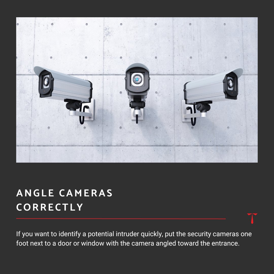 Put the security cameras one foot or two next to a door or window with the camera angled toward the entrance. This is great when you want to identify the potential intruder quickly.

#CameraAngles #SecurityCamera #OutsourcedSecurity #RemoteGuarding #Security