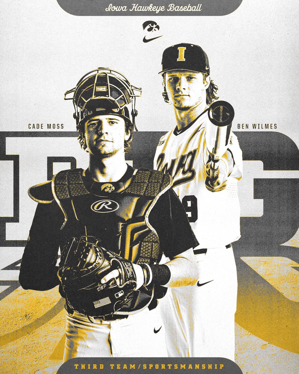 UIBaseball's tweet photo. 𝗕𝟭𝗚 𝘁𝗵𝗶𝗻𝗴𝘀 𝗸𝗲𝗲𝗽 𝗰𝗼𝗺𝗶𝗻𝗴!

Cade Moss earned third-team Big Ten honors and Ben Wilmes is our Big Ten Sportsmanship honoree. https://t.co/iVwesCCty2