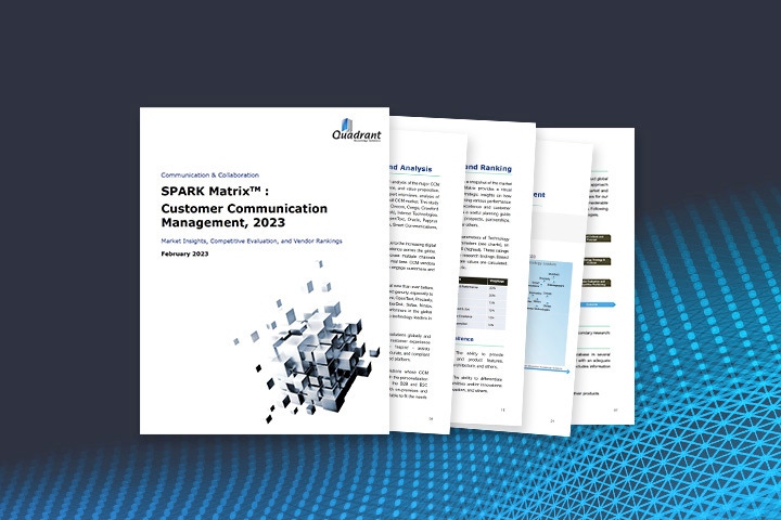 Quadient_FR's tweet image. Nous sommes fiers d&apos;être nommé leader dans le rapport 2023 SPARK Matrix™ de Quadrant Knowledge Solutions pour notre gestion de la #communicationclient.

🔎 Consultez ce rapport gratuitement pour connaître les possibilités illimitées qu&apos;offre le #CCM : pulse.ly/ddz1fgkicq