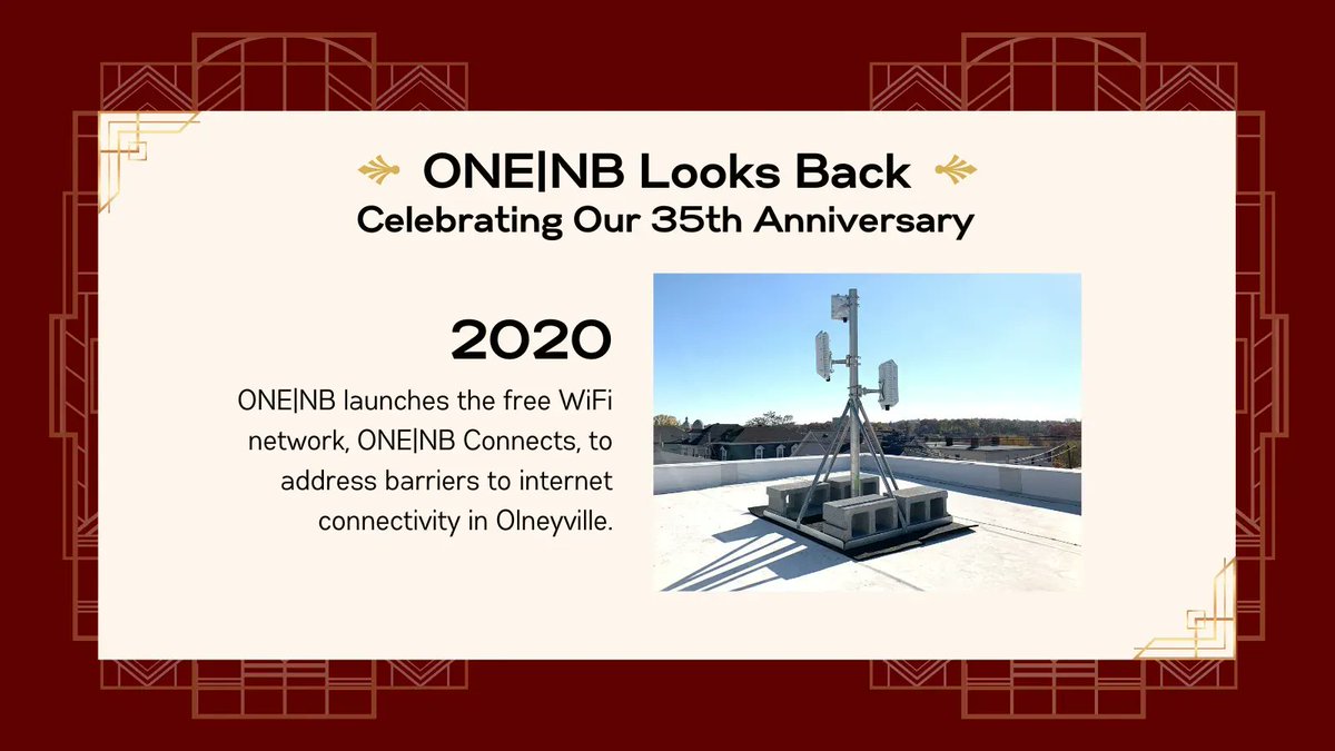 1_neighborhood's tweet photo. In 2020 in response to the pandemic, ONE|NB launched ONE|NB Connects, a free WiFi network, to address internet connectivity barriers in Olneyville and foster digital inclusion. #onenb35th https://t.co/GZytvZYiXA https://t.co/aonGtIAciG