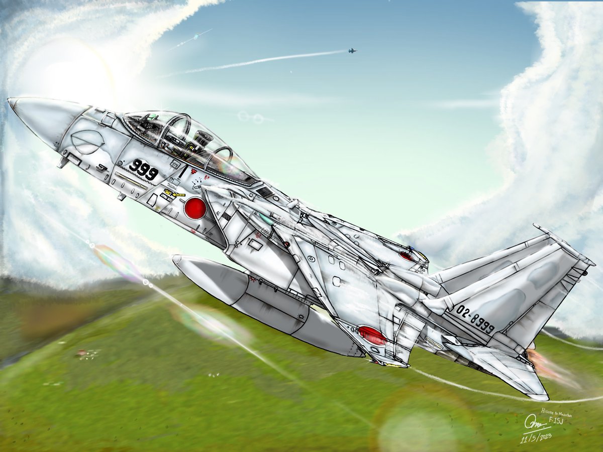 flighters_lover's tweet photo. Mitsubishi F-15J Eagle (Masotan) from anime Hisone to Masotan

#f15 #f15j #jasdf #ひそねとまそたん #まそたん #hisomaso #aviationart #digitalart #fighterjet https://t.co/EnBIpjWt94