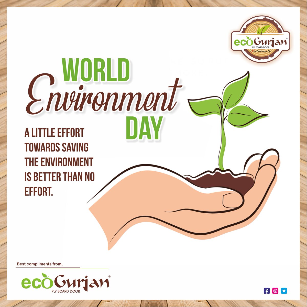 EGurjan's tweet photo. A little effort toward saving the environment is better than no effort.
"World Environment Day 2023"
.
Best compliment from the team, Eco-Gurjan
#worldinvironmentday #invironment #5june2023 #ply #doors #boards #ecogurjan https://t.co/wkXF2hFv7Y