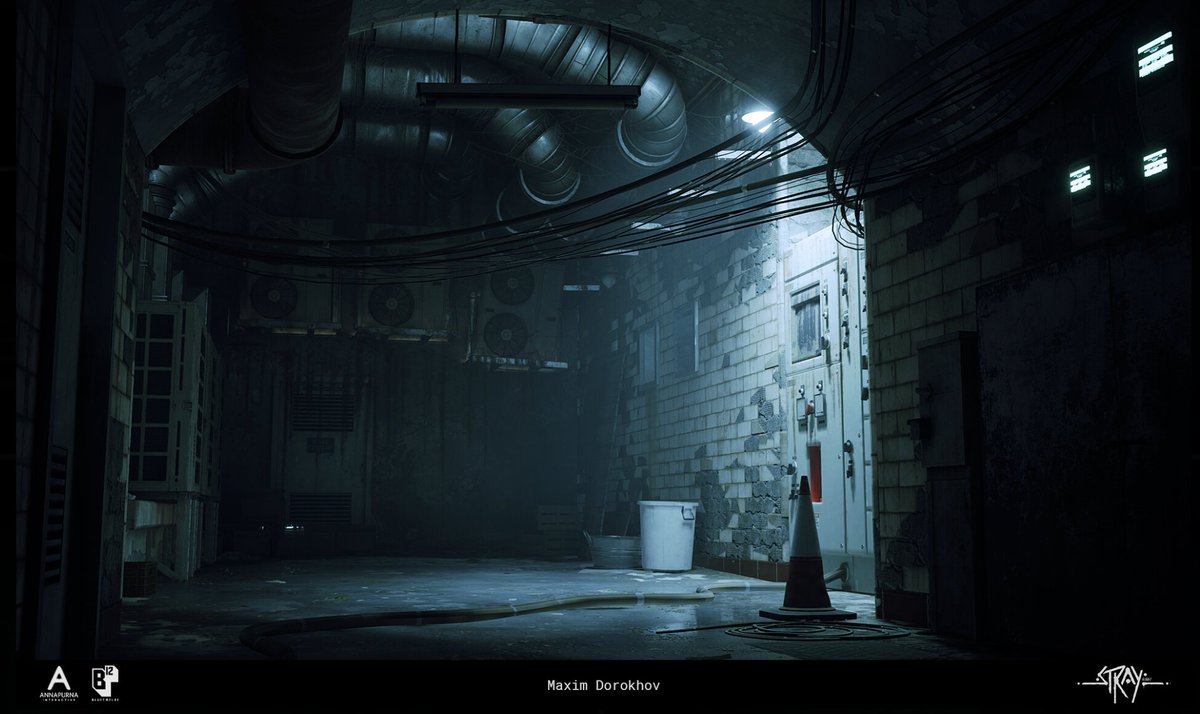 TheOikosGame's tweet photo. Use of lighting in #Stray is particularly impressive, with neon signs &amp; streetlights casting colorful shadows across the environment. 

The contrast between light &amp; dark adds to the game's moody atmosphere, &amp; environmental diversity as the player explores.

#GameDesign #GameArt https://t.co/NuLo9ZFuSW