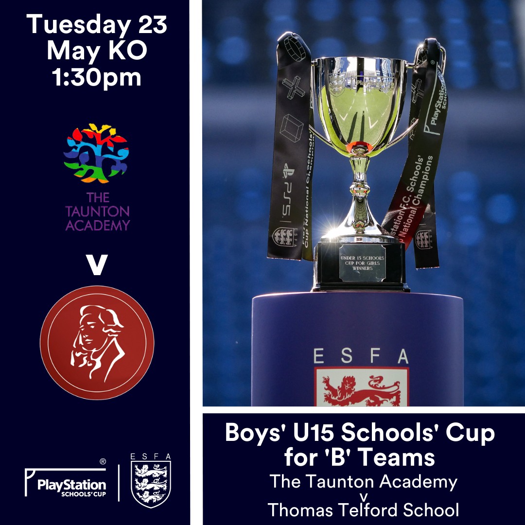 Final score 2-1 and it's a win in the final for The Taunton Academy! Massive congratulations to the team for an impressive match, incredibly well fought, in a very pressured environment at West Bromwich Albion's ground. Full match report and photos to follow.
<a href="/SchoolsFootball/">English Schools' Football Association</a>