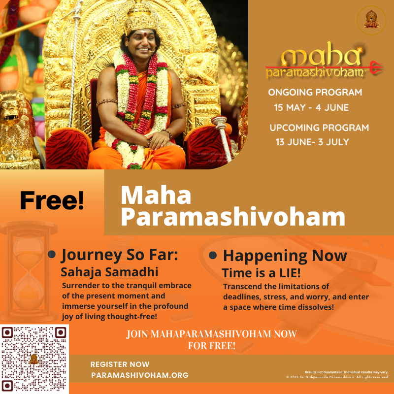 Journey So Far: Sahaja Samadhi Surrender to the tranquil embrace of the present moment and immerse yourself in the profound joy of living thought-free!

Happening Now: Time is a LIE! Transcend the limitations of deadlines, stress, and worry, and enter a space where time