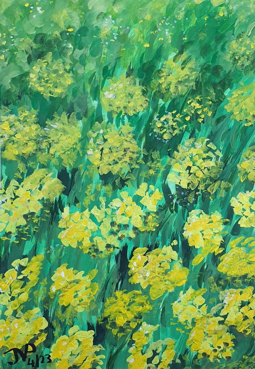 ArtEnJoyce's tweet photo. This is my picture of the week: a Rapeseed field painted on paper with gouache/acryl. Inspired by the yellow and green rapeseedfields during my daily walk
 #koolzaadveld  #gouache #acryl #painting #natuurschilderij #bloemen #flowers #naturepainting #flowerpainting #nature #natuur https://t.co/GTG0lsggue