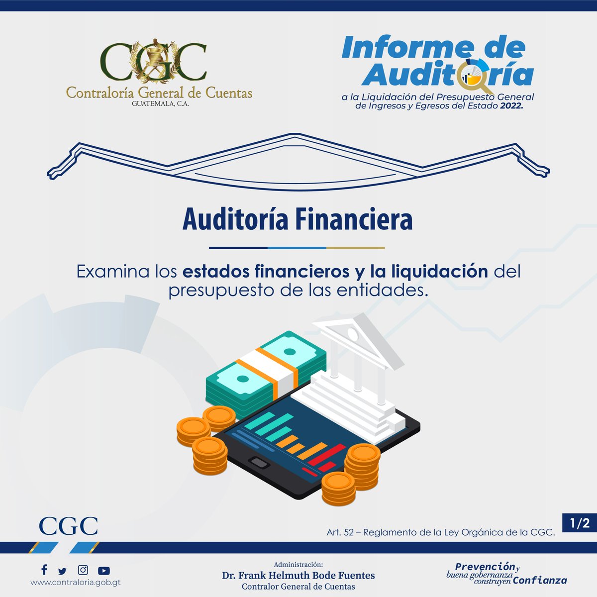 Contraloria_gt's tweet photo. 🔎🏛️ La #AuditoríaFinanciera es la revisión de toda la evidencia documental u otro material que sustente la veracidad y transparencia. 

#CGC #Auditorías #Fiscalización #Hallazgos #ControlGubernamental #InformedeAuditoría #LiquidacióndelPresupuesto2022 https://t.co/VNAIot3LRJ