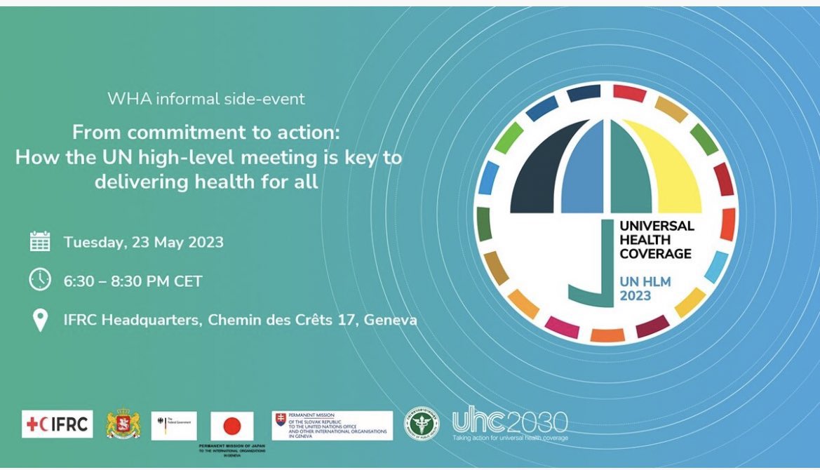 Health is a #HumanRight. Health equity is the responsibility for all - government, civil society, individuals - #LeaveNoOneBehind

‘From commitment to action:
How the UN high-level meeting is key to delivering health for all’ #WHA76 side event

#UHC2030 #UHC   #Rehabilitation2030