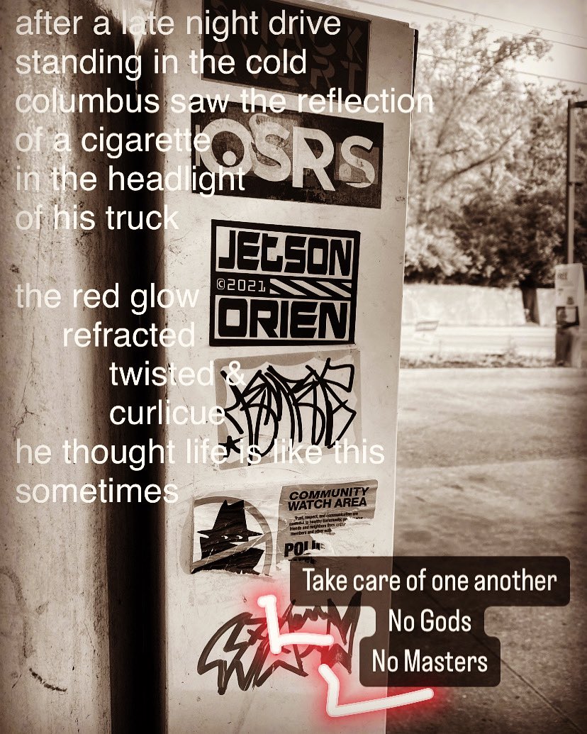 lejohnson513's tweet photo. #poetrycommunity #poetrydayirl #StreetArt #poetrytwitter #poetsofTwitter #crimethinc
#anarchy https://t.co/OekijtnAdu