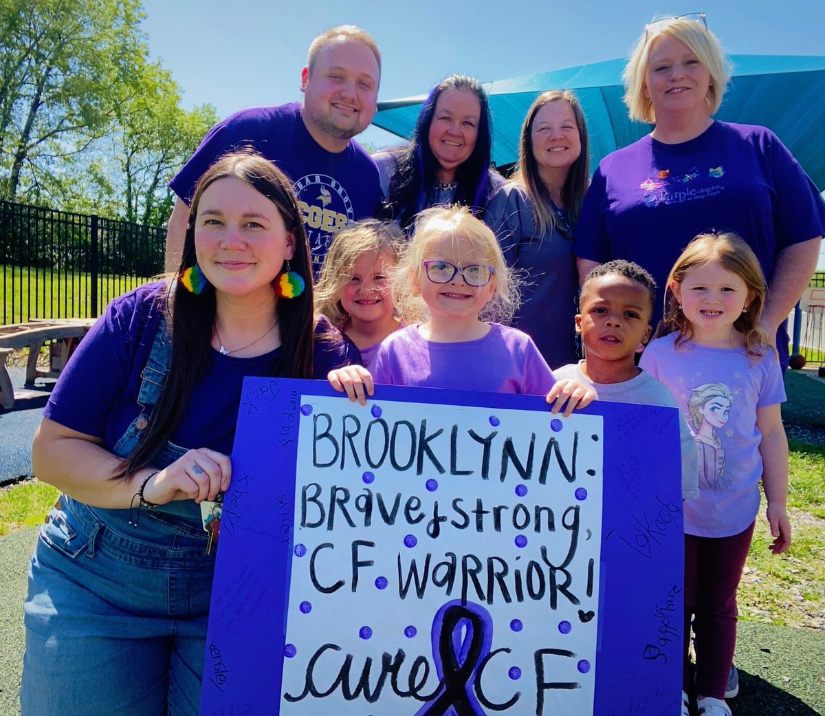 OhioValleyEdFnd's tweet image. May is Cystic Fibrosis Awareness Month. The Cedar Grove @OVECkyed @HeadStartKY staff wore purple in support of one student in their class living with CF, Brooklyn. As a #cfwarrior, Brooklyn felt so loved by her teachers and classmates on this special day dedicated to her.