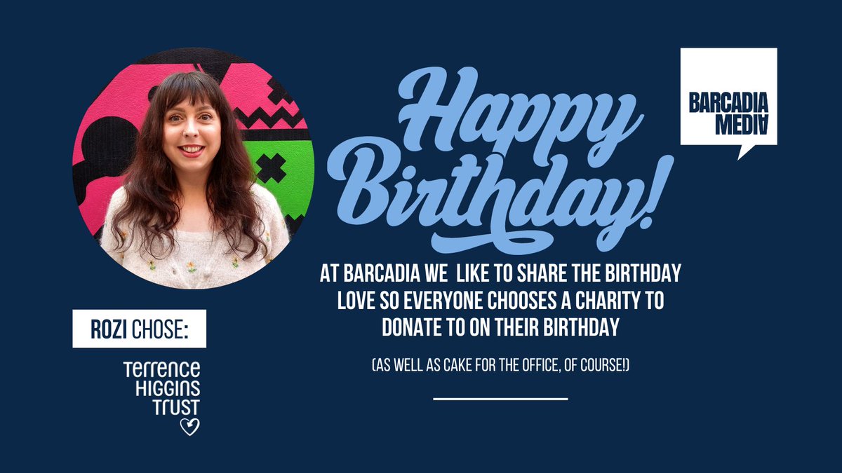 Time to celebrate another #BarcadiaBirthday! Happy birthday to <a href="/F_Reporter/">Financial Reporter</a> editor Rozi Jones, who chose <a href="/THTorguk/">Terrence Higgins Trust</a> as her charity donation 🎉