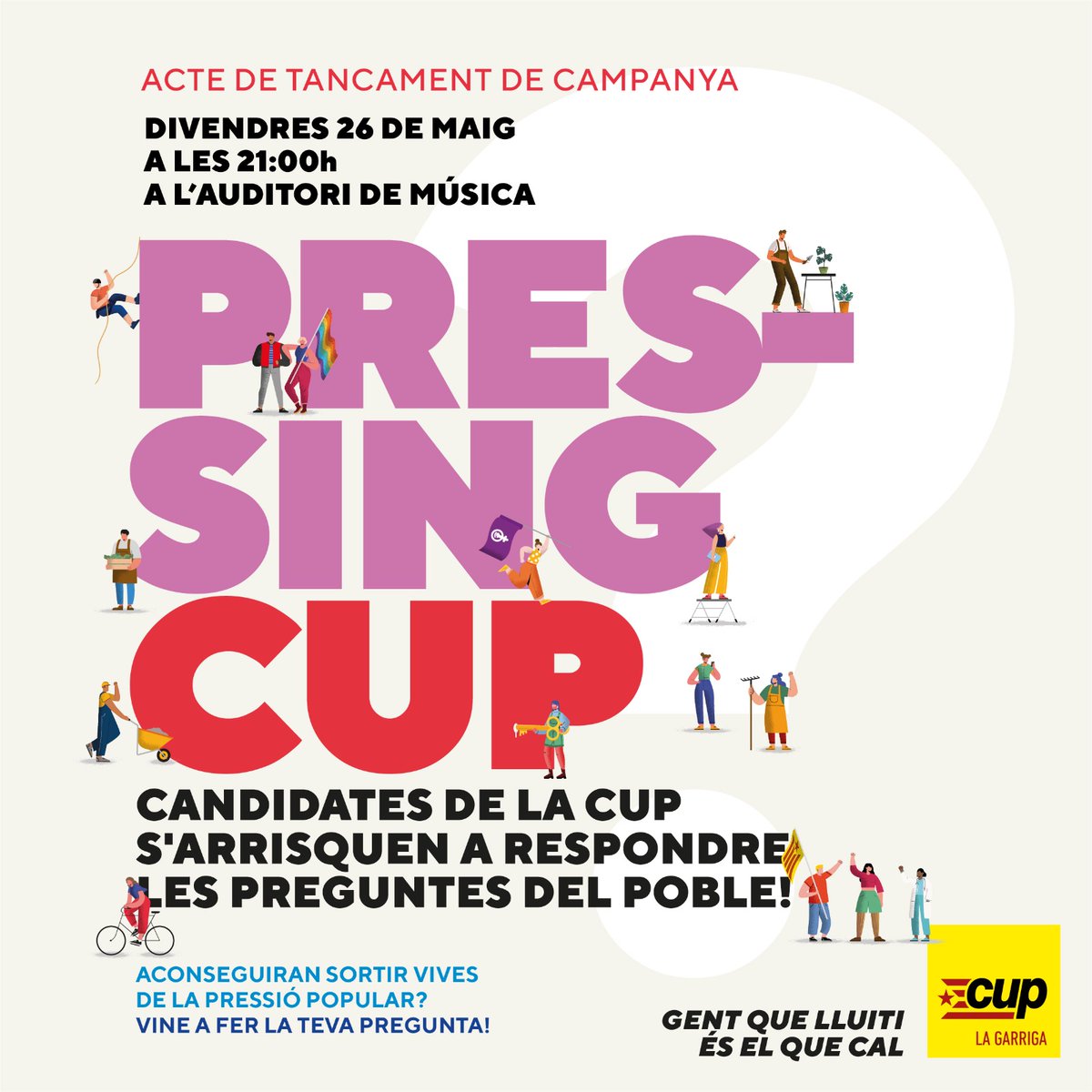 cuplagarriga's tweet photo. 📌Aquest divendres, a les 21 h, us esperem a l'auditori de música!
🥊Farem una mica de #PressingCUP, on les nostres candidates intentaran respondre tots els dubtes que tingueu!
🤪En sortiran vives? No t'ho perdis i vine a fer la teva pregunta! https://t.co/A41GxgtELb