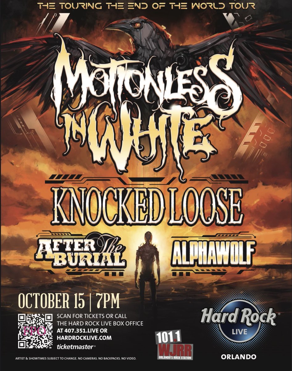 FLORIDA! We can finally announce that Touring The End Of The World is coming to Orlando on October 15th! If it's anything like <a href="/RockvilleFest/">Welcome To Rockville</a> this past weekend, this show is going to be legendary. Tickets go on sale this Friday the 26th at 10am ET, presale begins today at noon