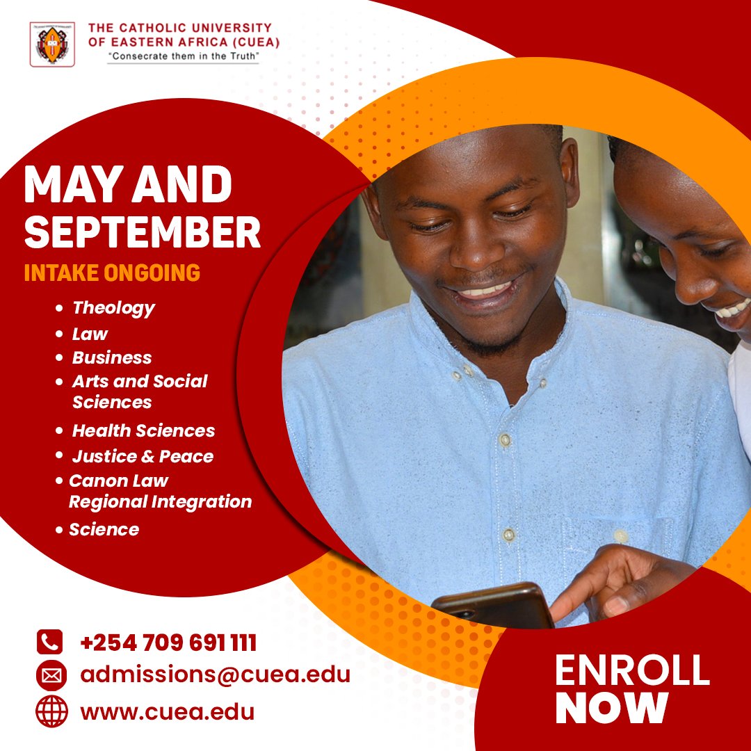 purityg22677965's tweet photo. These are some of the courses offered at The Catholic University Of Eastern Africa.
#TransformativeEducation
#HigherLearning
#JoinCUEAToday https://t.co/xE63dXCeZ3