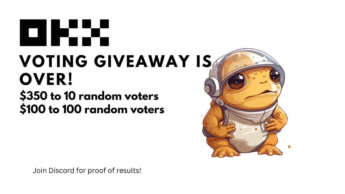 gm~ got some news from the toads!

Join our Discord to check for and collect your prize! Thank you to everyone who voted and helped us win the listing on <a href="/okx/">OKX</a>!