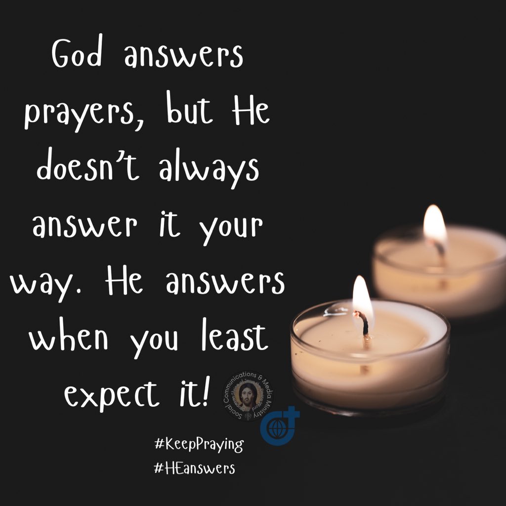 WORDinUS's tweet photo. God answers prayers, but He doesn’t always answer it your way. He answers when you least expect it! #KeepPraying #HEanswers 

***
May the holy Triune God and Our Dear Blessed Mother bless you always and in all ways! 

#SVD #DSJDW #DivineWord
#WitnessToTheWord #SVDmission https://t.co/UNZ1FCViw5