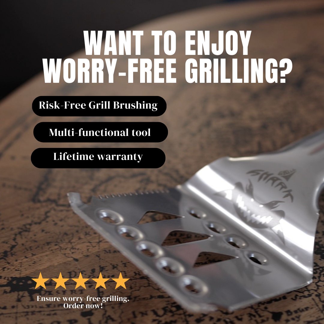 thegrillshark's tweet photo. Protect your family and friends from wire brush accidents with the Grill Shark's innovative design  #GrillInspiration
#OutdoorCooking #Grillaholic https://t.co/payPWN35yw