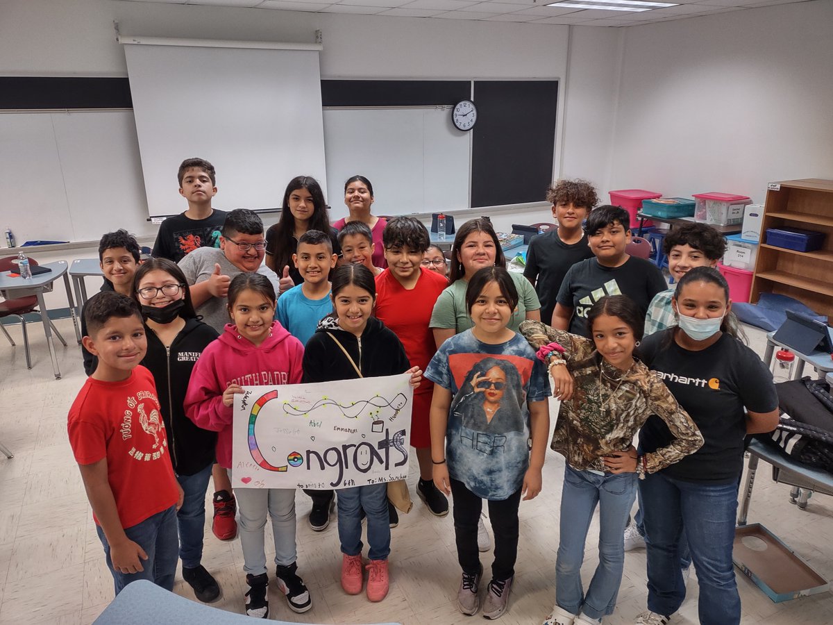 Two lovely 3rd graders came to deliver a congratulations poster for my 5th graders for being promoted to middle school. ❤️