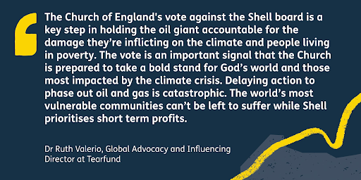 ruthvalerio's tweet photo. The @churchofengland pension board has voted against #Shell bosses at its AGM because closed-door climate talks have ground to a halt. This is the kind of action we need to end the #FossilFuel industry's power and influence and accelerate a just transition to #RenewableEnergy https://t.co/C3FOKQGouz