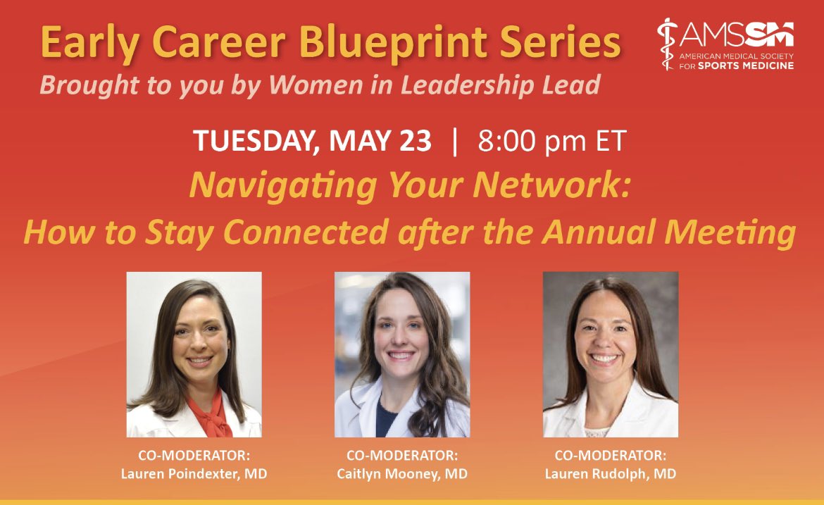 CaitlynMooneyMD's tweet image. Don’t forget to attend tonight for a short presentation on staying connected after the annual meeting followed by networking and discussion! #amssm @TheAMSSM
