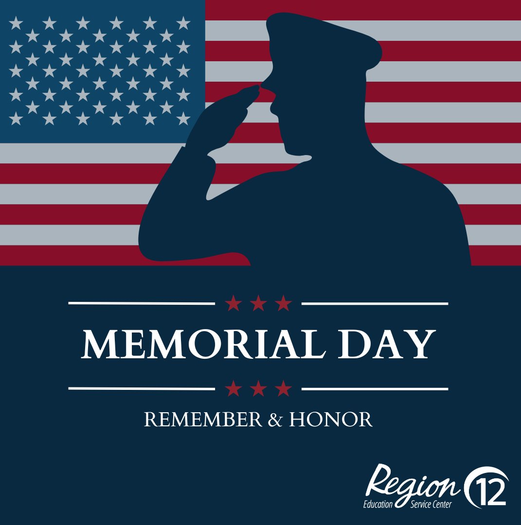 On this #MemorialDay, we come together to pay tribute to the brave men and women who made the ultimate sacrifice in service to our country. Let us remember their selflessness, courage, and unwavering dedication. #HonoringHeroes

ESC Region 12 will be closed today, May 29.