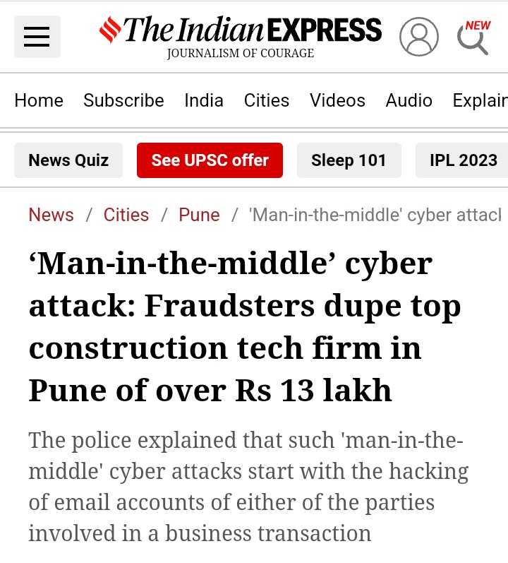 cyberoctopus1's tweet photo. A prominent construction technology company in Pune was duped by online fraudsters to the tune of Rs 13.8 lakh.

#CyberSecurity  #mitm #cyberawarenes #cyberoctopus https://t.co/kUljp1nEN1