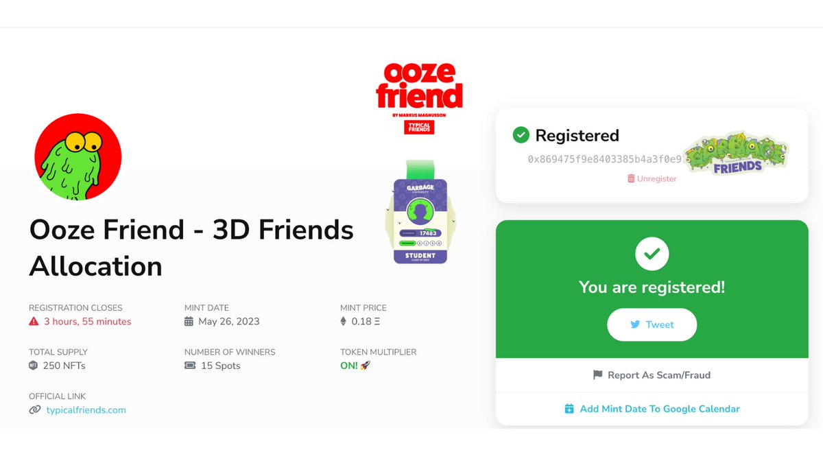 Don't sleep on the Ooze Friend Premint registration.
For InvisibleFriends 3D, the registration will close in less than 4 hours.