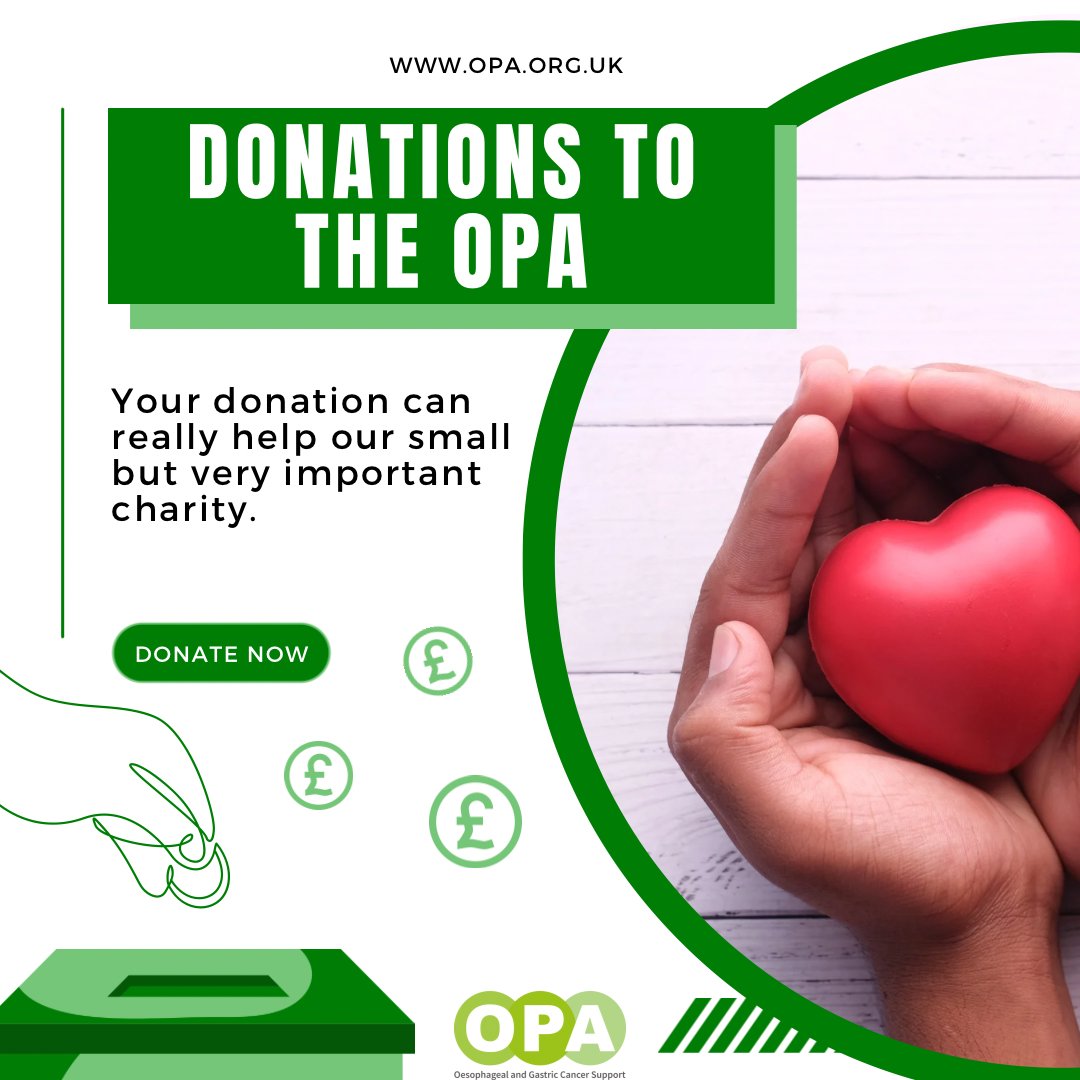 There are so many different ways which you can donate to the OPA! Check them out on our website. 

#opa #cancer #charity #OesophagealCancer #GastricCancer #support #awareness #AcidReflux #GORD #donate #OesophagealCancerAwareness #GastricCancerAwareness #AcidRefluxAwareness