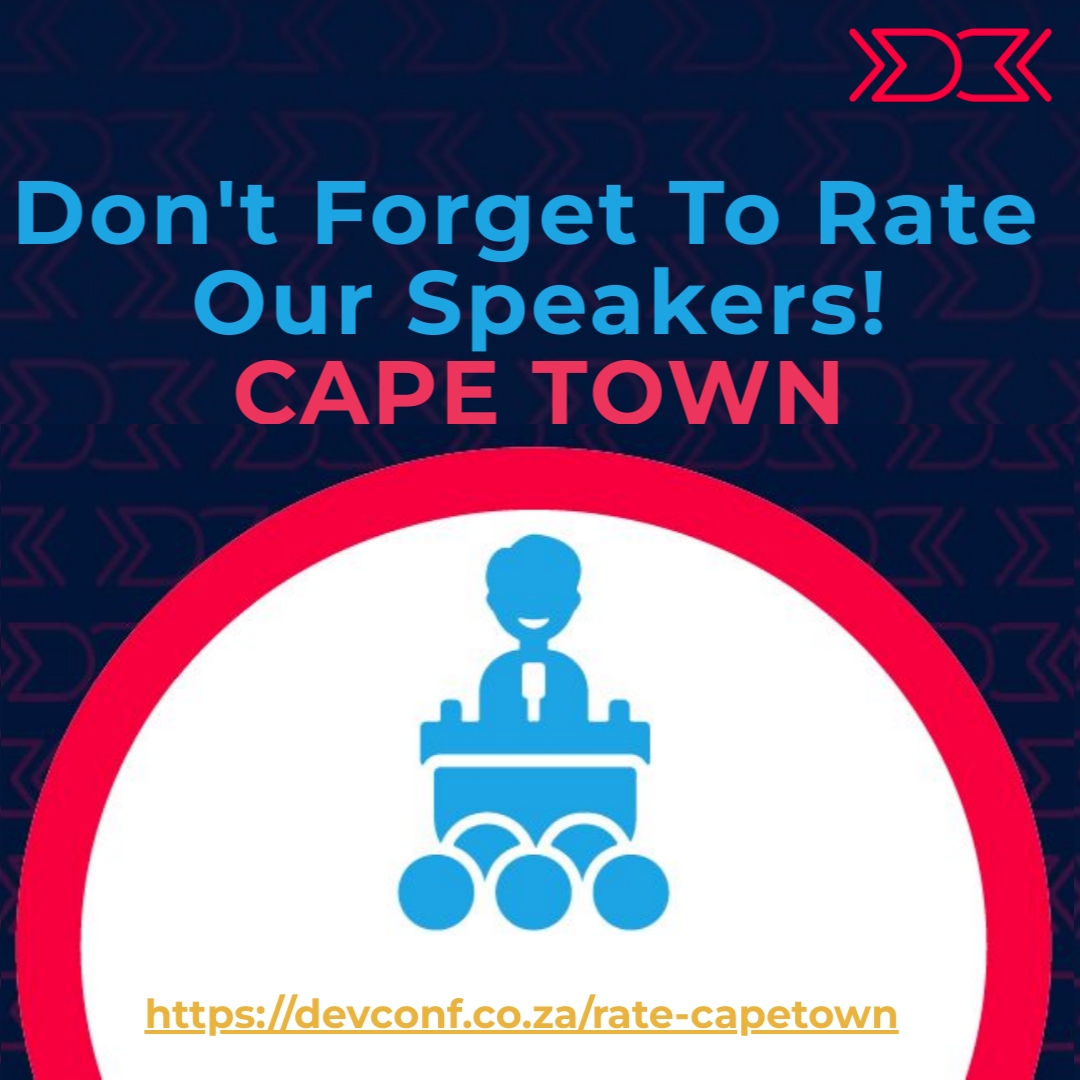 devconfza's tweet photo. As we close today, don't forget to rate our speakers on this link; https://t.co/1kIcqf4RsW
If you complete your email address (in the demographic section) you will go into the draw for a load-shedding essentials kit!

#DevConf https://t.co/Ppb7T27jEm