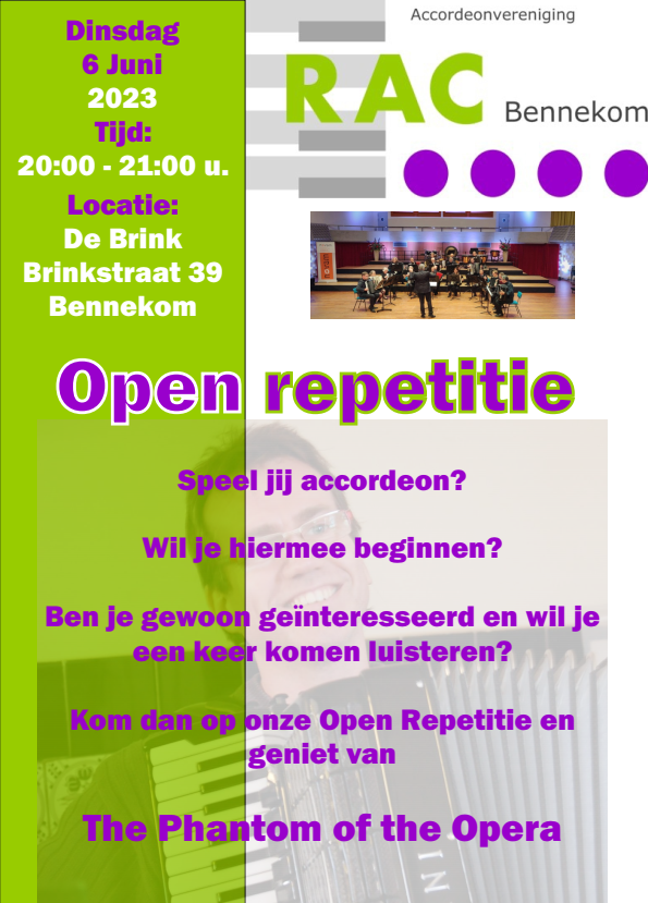 RACBennekom's tweet photo. 6 juni houdt RAC Bennekom een open repetitie. Tussen 20 en 21 uur bent u van harte welkom bij onze repetitie in de Brink in Bennekom. Meer info https://t.co/pUaoOZPgVR https://t.co/BJsh5bvZS2