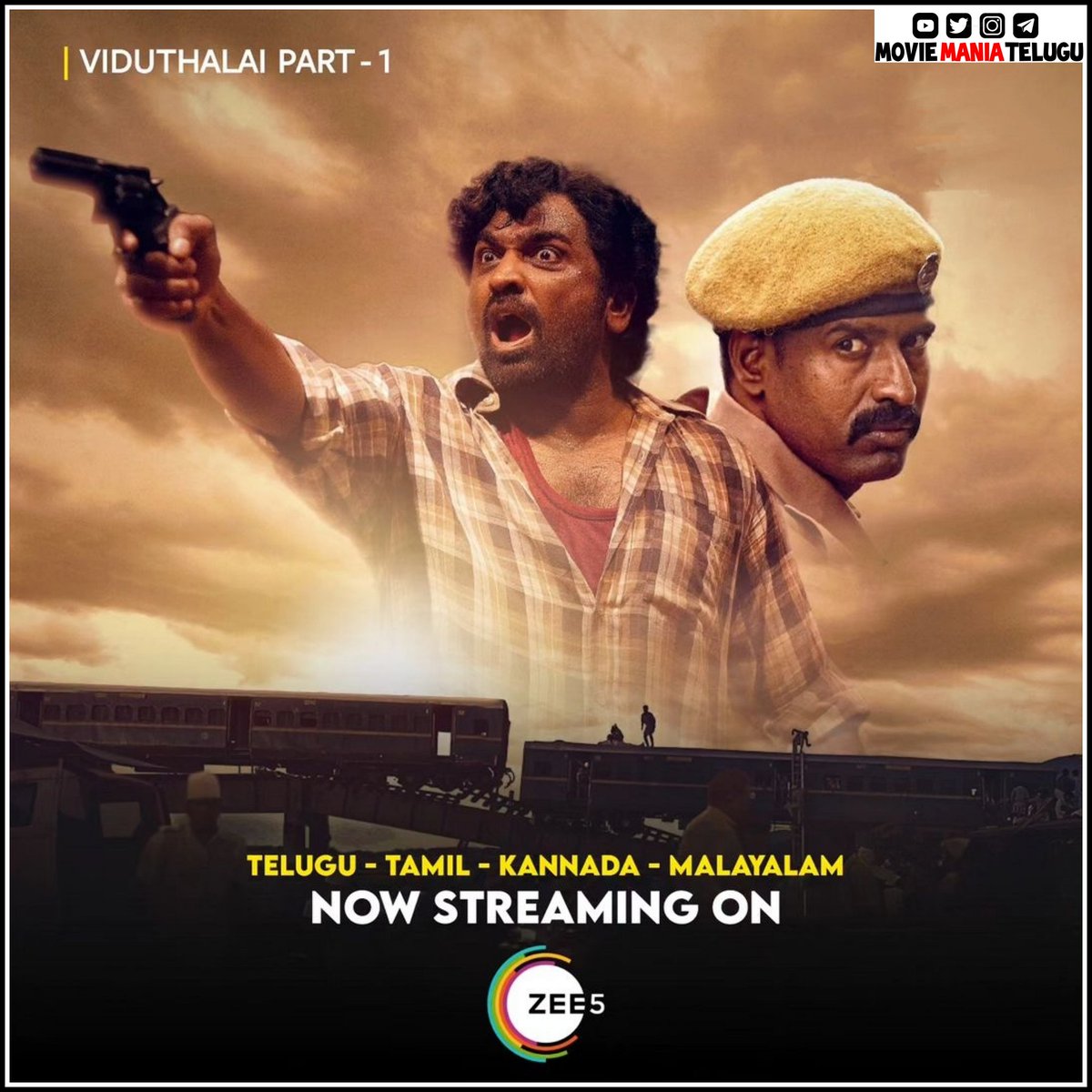 MovieManiaTelug's tweet photo. #ViduthalaiPart1 Now Streaming On @zee5

#ViduthalaOnZee5

#memes #movies #ott #cinema #thalapathy #vijay #leo #maheshbabu #pawankalyan #nani #telugucinema #dhanush #anirudh #explore #soori #vijaysethupathi #vjs #zee5 #explorepage #cinema #love #Twitter #movielovers #music https://t.co/QkX0IC2V3l