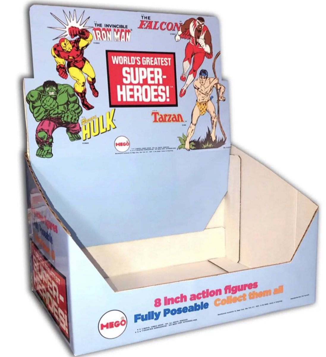 TheToyroom's tweet photo. Reproduction Mego WGSH Counter Display Box (Marvel Blue Version)
#MegoWGSH #WGSH #MegoMarvel #MegoFigures #WorldsGreatestSuperHeroes #Tarzan #IronMan #Falcon #Hulk #Marvel #CounterDisplay #DisplayBox https://t.co/3CDm85Apqa