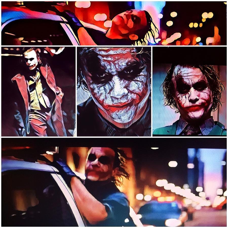 LookatFineArt's tweet photo. A collage of famous Joker scenes from the 2008 smash Batman The Dark Knight, the joker played posthumously by Heath Ledger. I want this!  https://t.co/ac1XbgSDqs  

#growthhacking #fiverr #joker #heathledger https://t.co/pfym2itJsH
