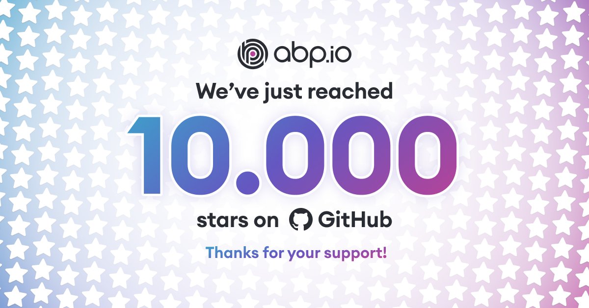 🎉Proud milestone alert - ABP has hit 10k stars🌟 on #Github!🚀🙌
Thank you for all your awesome support and contributions❤️.
#abpio #OpenSource #10kStars #DeveloperCommunity #dotnet