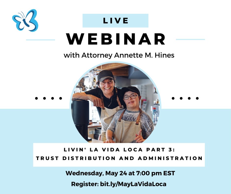 AnnetteHines15's tweet photo. Learn tips for trustees of Special Needs Trusts on how to best work with a disabled beneficiary &amp; avoid problems with Social Security and Medicaid benefits. Register for the last session, 5/24 @ 7pm EST: https://t.co/XL3TgMebSR https://t.co/xKaMun0aEz