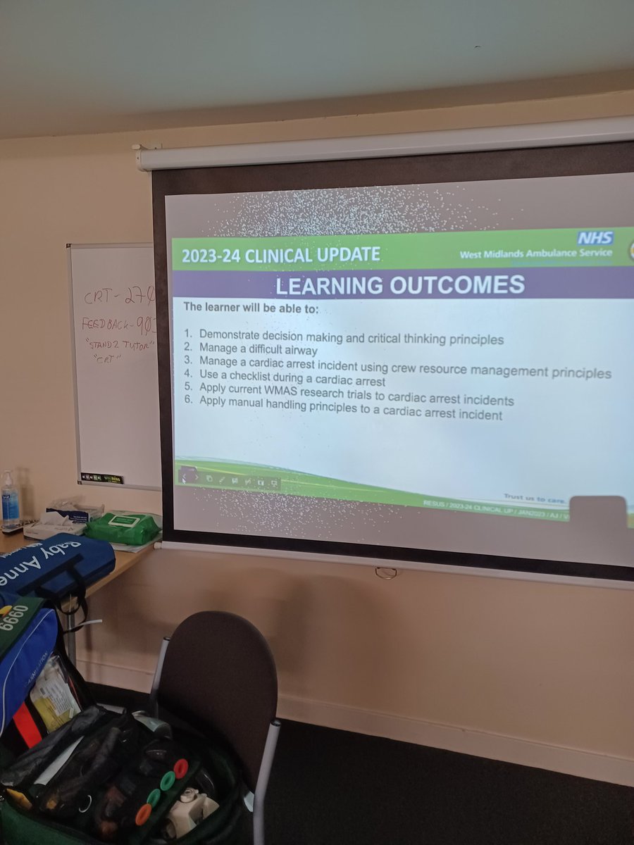 RT @wmasjoshmiller: Clinical update day - starting with 6 hours of resuscitation training. Cardiac arrests are our most serious calls and we need to be well-prepared for them. Also had a useful reminder of cardiac arrest research here at @OFFICIALWMAS…